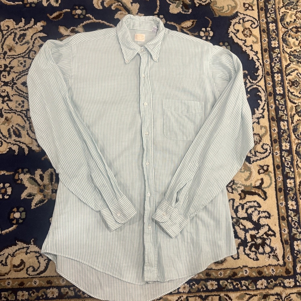 Vintage 70/80'S Brooks Brothers Brooksgate 14.5 35 OCBD Oxford Stripe USA